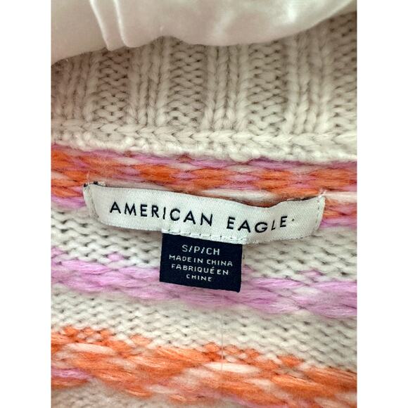 AMERICAN EAGLE | Fair Isle Knit Sweater White Multicolor Striped NWT | Small - Picture 5 of 8